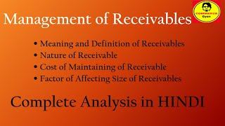 Management of Receivables in HINDI  BcomMcomMBABBA [upl. by Eikram]