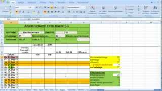 Excel  Zeiterfassung Wochentage bedingt formatieren [upl. by Enelyk]