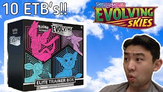 10 EVOLVING SKIES ETBs FULL CASE OPENING [upl. by Gnanmas]