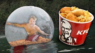 I Survived The Night In A Zorb Ball Filled With KFC Chicken [upl. by Aloeda]