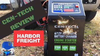 CENTECH 21040200A 612v Automatic Battery Charger With Engine Jump Start REVIEW HARBOR FREIGHT [upl. by Lebisor588]