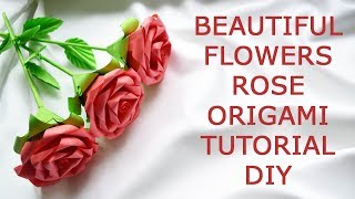 Beautiful Flowers Rose Bouquet Origami Paper Tutorial DIY Instruction [upl. by Annavas]