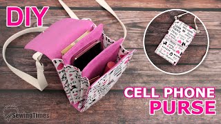 DIY CELL PHONE PURSE BAG  Lovely Crossbody Bag Tutorial sewingtimes [upl. by Nave282]