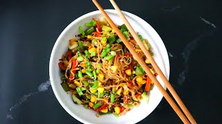 Indian Style Udon Noodles  Veg Udon Noodles  Vegan Udon Noodles  Indian Stir Fry Udon Noodles [upl. by Artim]