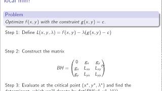 Lagrange Multipliers Local Max and Min  Constrained Optimization [upl. by Coniah]