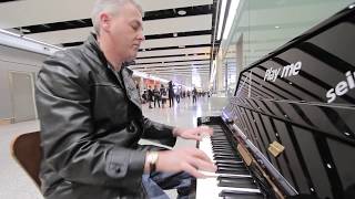 The Best Boogie Woogie Piano at Heathrow Airport [upl. by Idnerb]