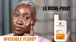 LA ROCHE POSAY ANTHELIOS ULTRALIGHT INVISIBLE FLUID SPF 50  DEMO amp REVIEW ON DARK SKIN [upl. by Aivonas]