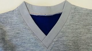 DIY Sewing course How to sew a V Neckline Tshirt Jak uszyć serek na zakładkę w koszulce [upl. by Htiel]