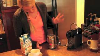 Nespresso Aeroccino Plus Frother Review Frothing Almond Milk [upl. by Akinajnat]