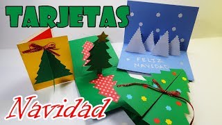 HAZ TARJETAS DE NAVIDAD FÁCILES  4 ideas DIY  EASY CHRISTMAS CARDS [upl. by Nitsur]