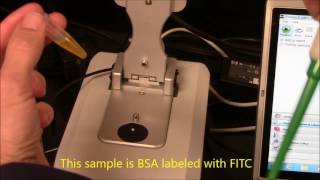 Nanodrop Spectrophotometer Labeled Protein analysis FITCBSA [upl. by Coral]