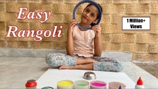 Easy Rangoli design Simple Rangoli Rangoli for beginners Quick Rangoli by Anvi Fun with colours [upl. by Niatsirk]