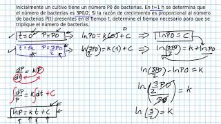 Video 1 Aplicaciones Ecuaciones Diferenciales Ordinarias  Crecimiento de bacterias [upl. by Eemia]