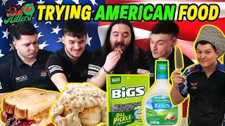 BULLHITTERS from the UK try AMERICAN FOOD for the FIRST time [upl. by Lorac125]