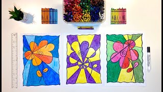 Op Art Complementary Spring Flowers  Elementary Art Lesson [upl. by Guendolen]