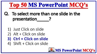 Top 50 MS PowerPoint mcq Questions and Answer  Microsoft Office  MS Office [upl. by Atiuqiram]